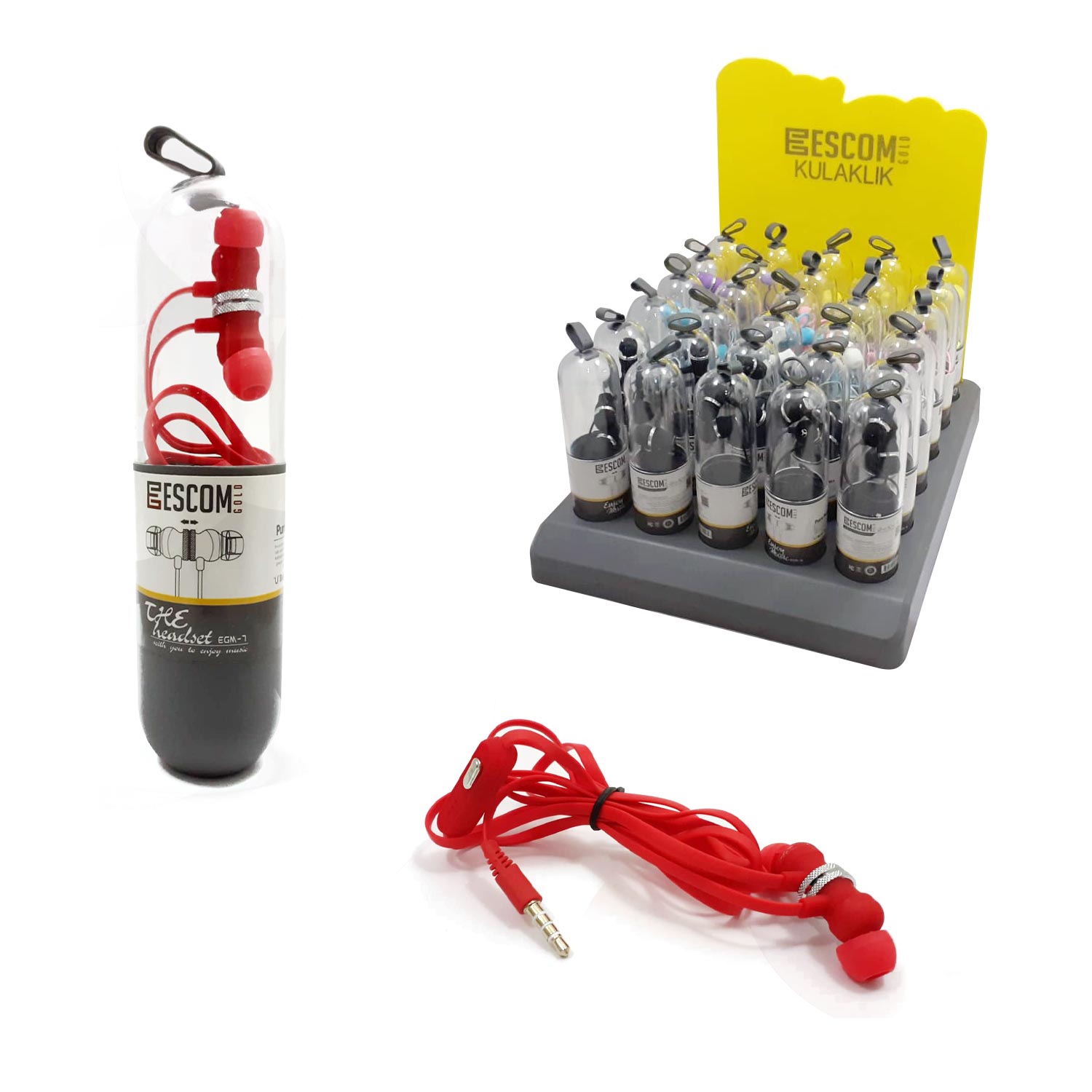 M0750-KULAKİÇİ KULAKLIK MİKROFONLU 3.5MM STANDLI 30 ADET ESCOM EGM-7- 