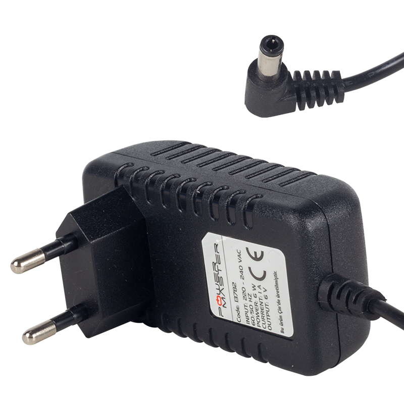 M0769-POWERMASTER PM-13782 6 VOLT - 1 AMPER PRİZ TİPİ ADAPTÖR 5.5*2.5 UÇ