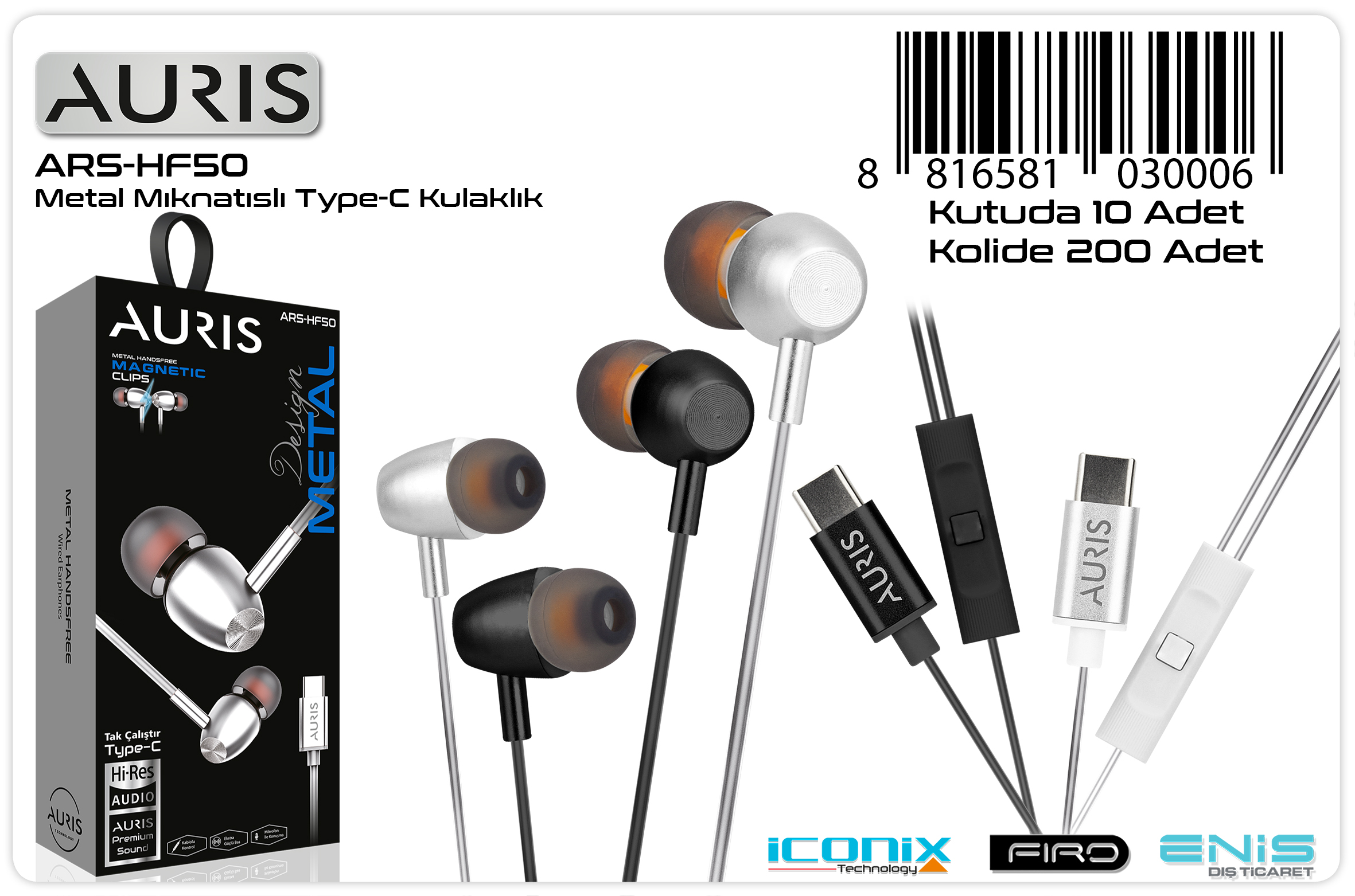 M2428-Aurıs HF50 TypC-C Metal Kablolu Kulaklık