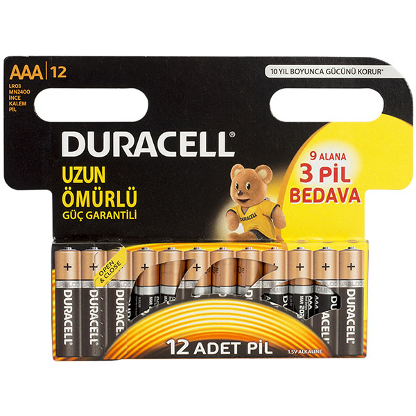M0171-DURACELL AAA İNCE PİL 12'Lİ  (TEKLİ FİYATI)  