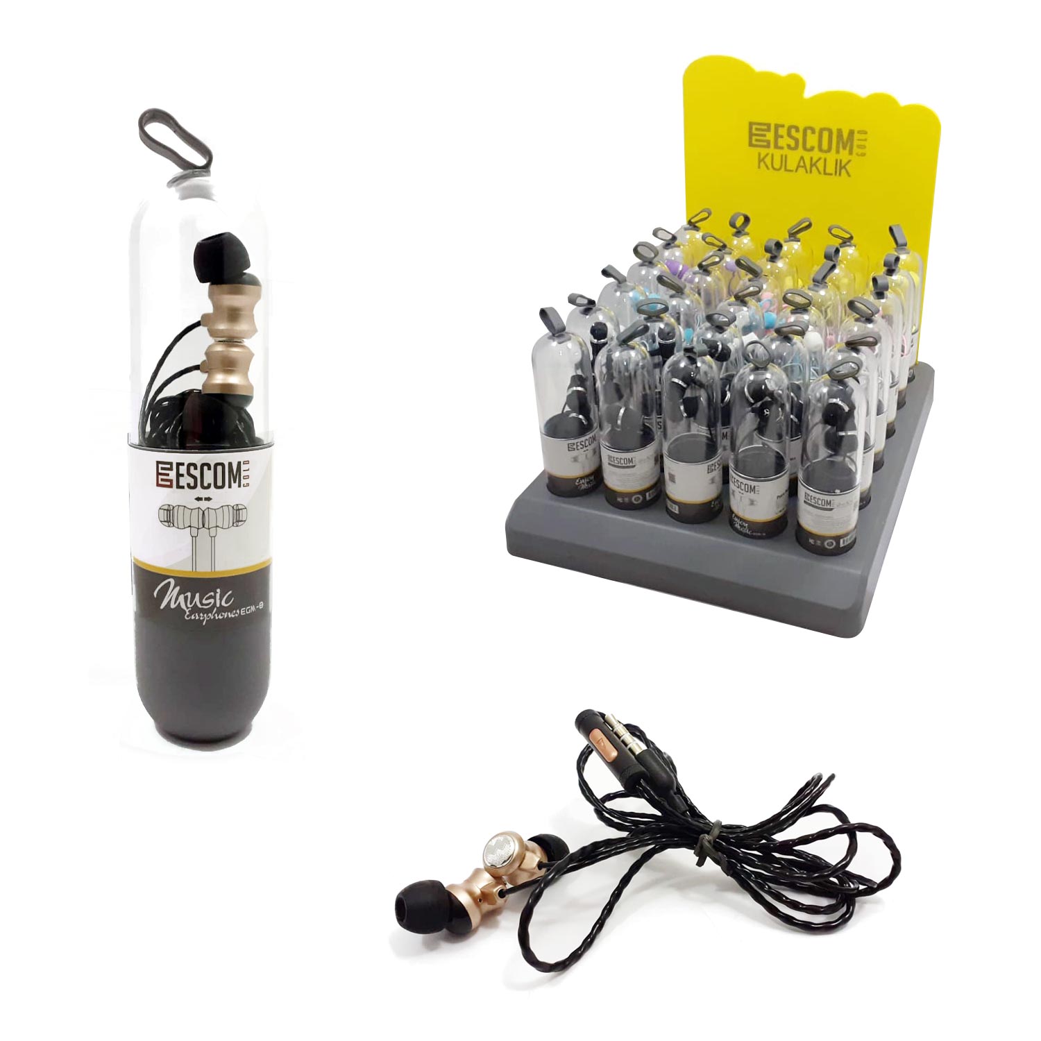 M0749-KULAKİÇİ KULAKLIK MİKROFONLU 3.5MM STANDLI 30 ADET ESCOM EGM-8- 