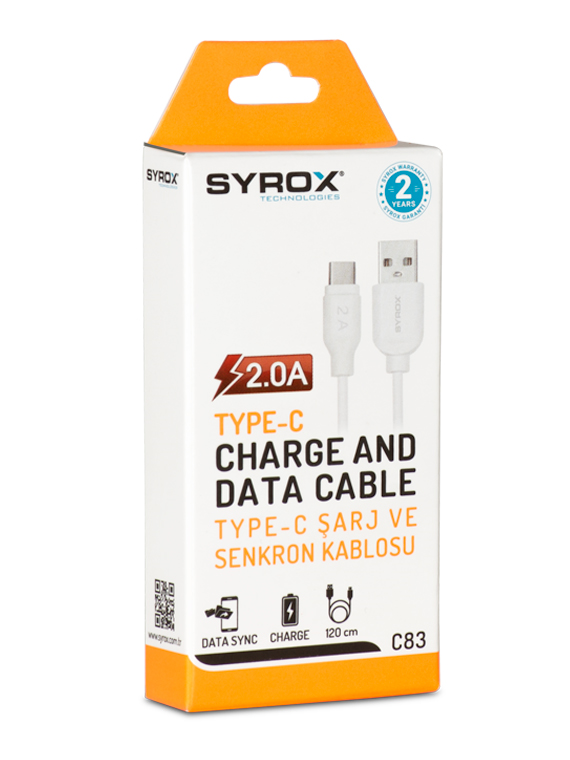 M0438-2A-1,2M-Syrox Type-C83- 1,2M 2.0 Amper Eco Kablo