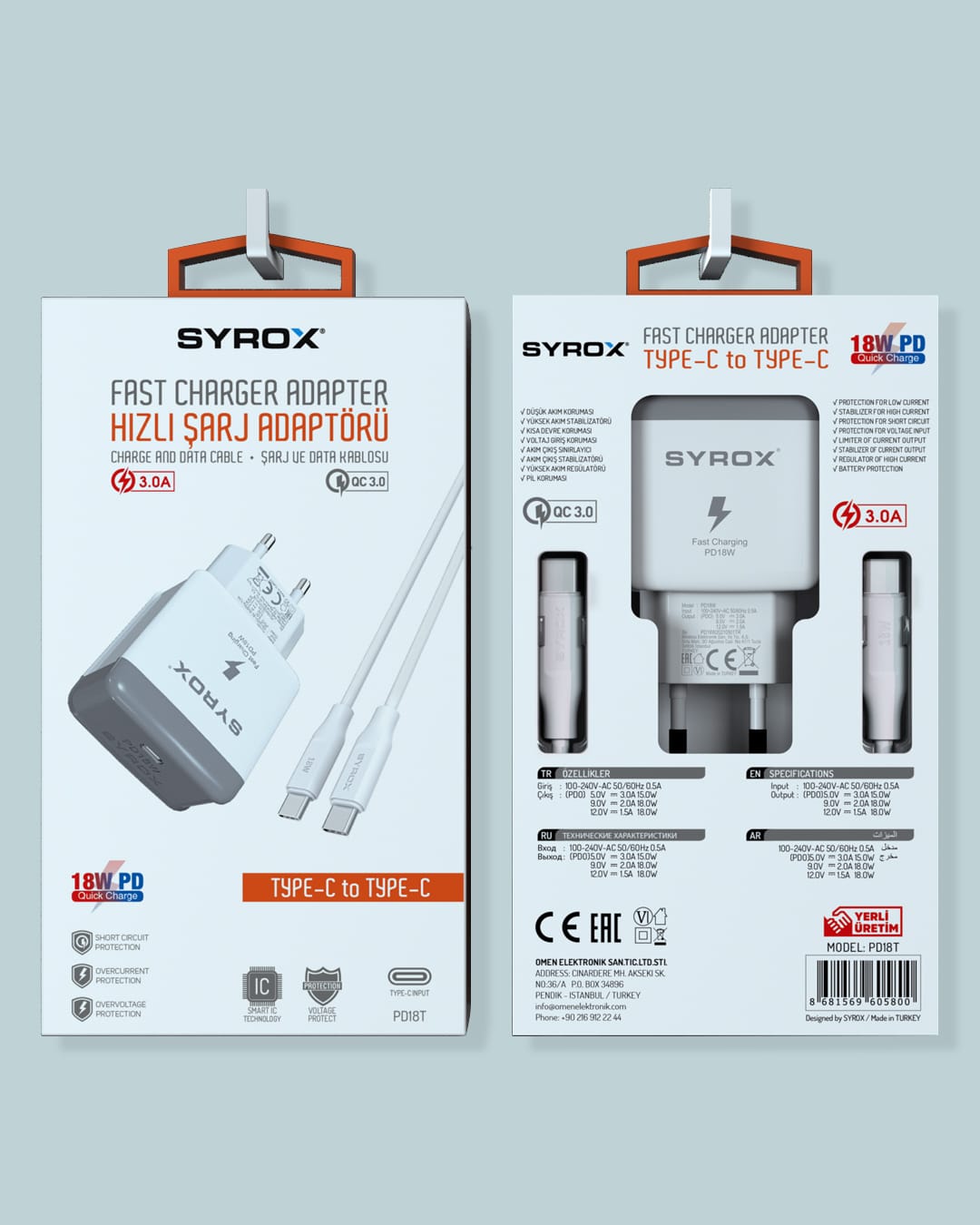 M0561-PD18T-TYPE-C GİRİŞ BAŞLIK+TYPE-C KABLO 3.0A 18W PD QUICK ŞARJ TYPCSET