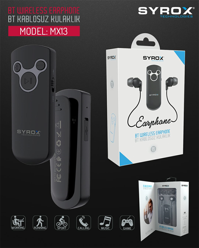 M0240-SYROX MX13 BLUETOOTH STEREO KABLOSUZ KULAKLIK
