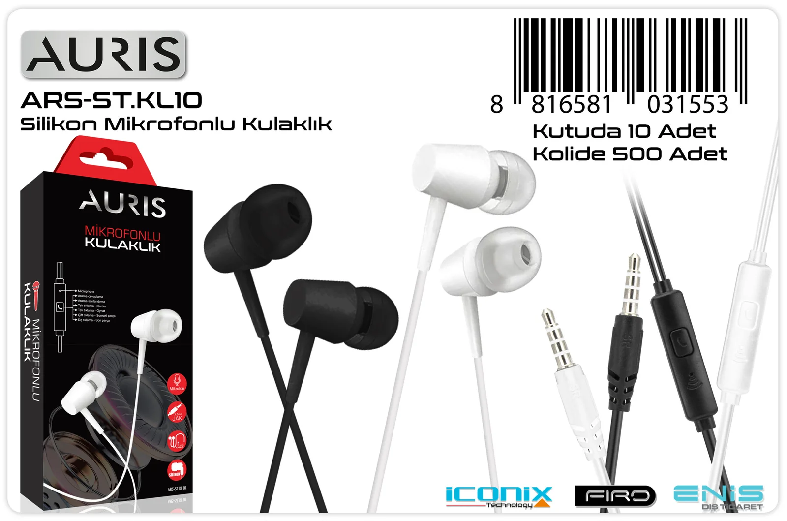 M2566-AURİS KL10 STANTLI KULAKLIK 10LU PAKET
