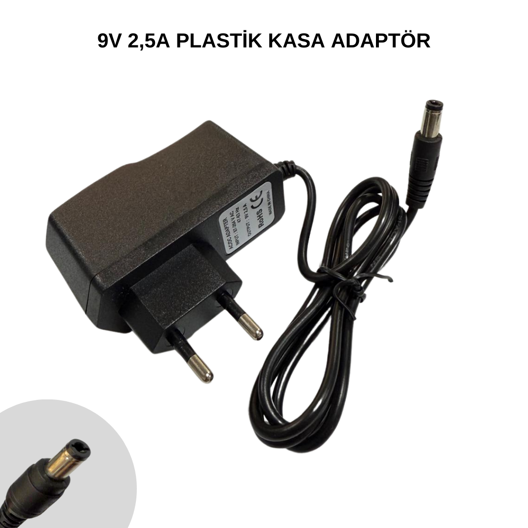 M2585-9 V 2,5A AC/DC ADAPTÖR-PLASTİK KASA 5,5*2,5