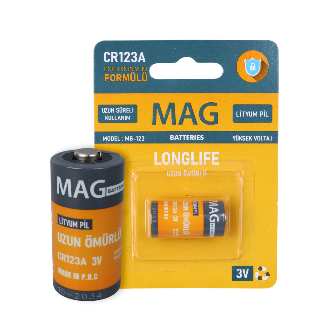 M2605-MAG BATTERIES MG-123 CR123A 3 VOLT LİTYUM FOTOĞRAF MAKİNESİ PİLİ TEKLİ BLİSTER