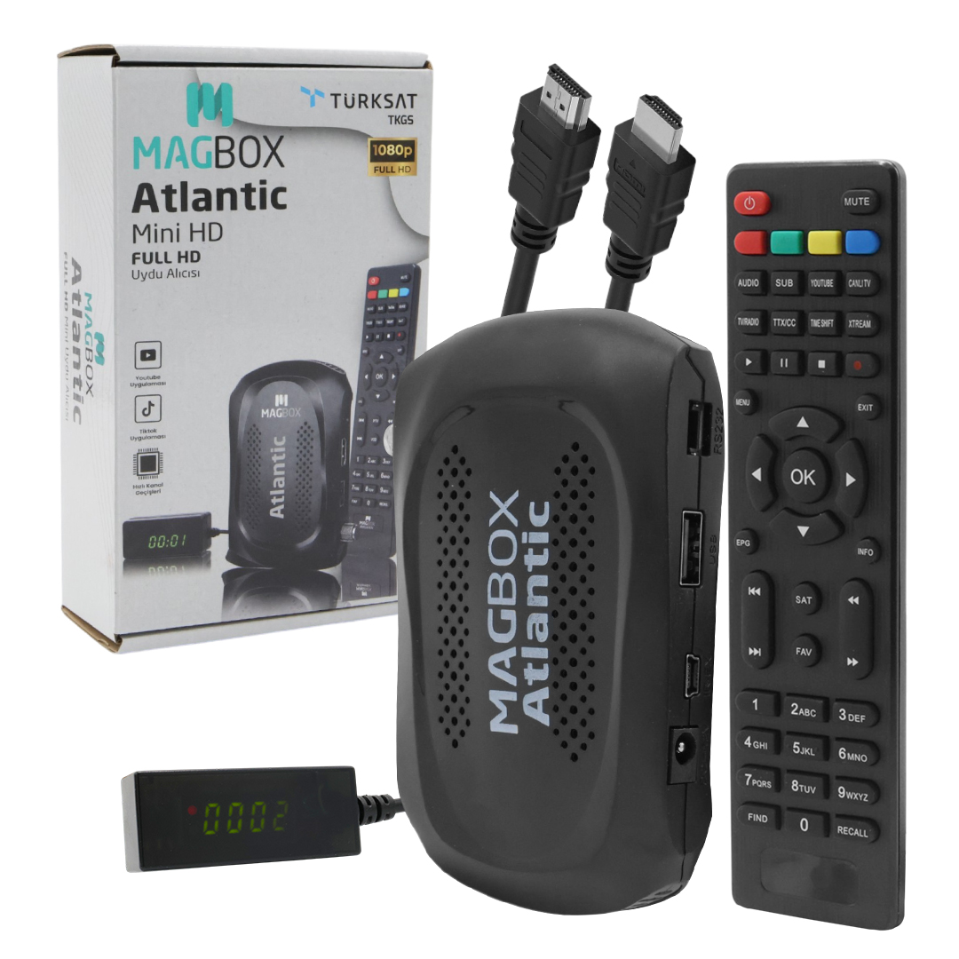 M2371-MAGBOX ATLANTIC DISPLAY GÖZLÜ TKGS'Lİ 1080P FULL HD MINI UYDU ALICISI