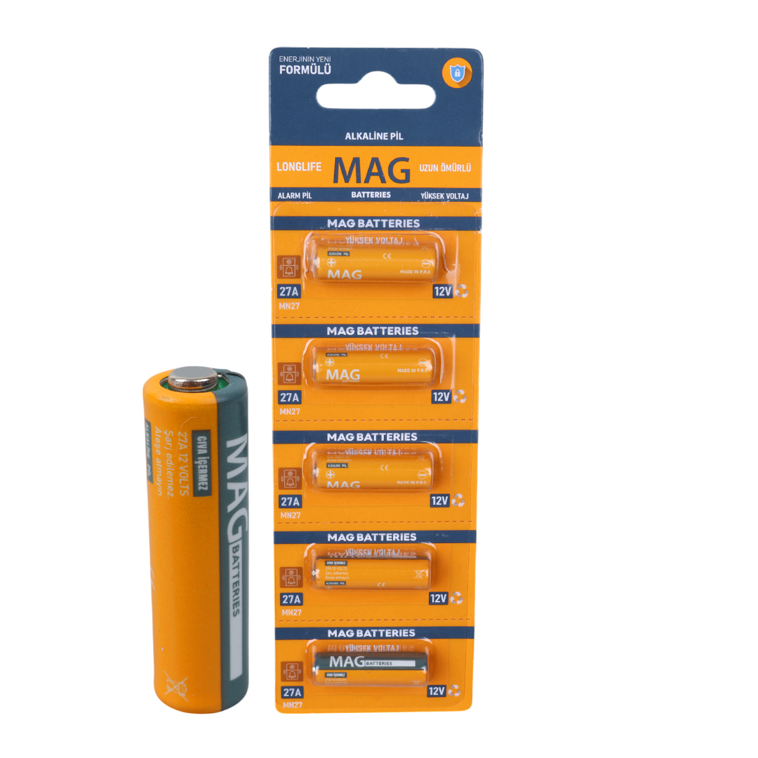 M2575-MAG BATTERIES MG-27 27A 12 VOLT İNCE ALARM PİLİ (5'Lİ BLİSTER PAKET)