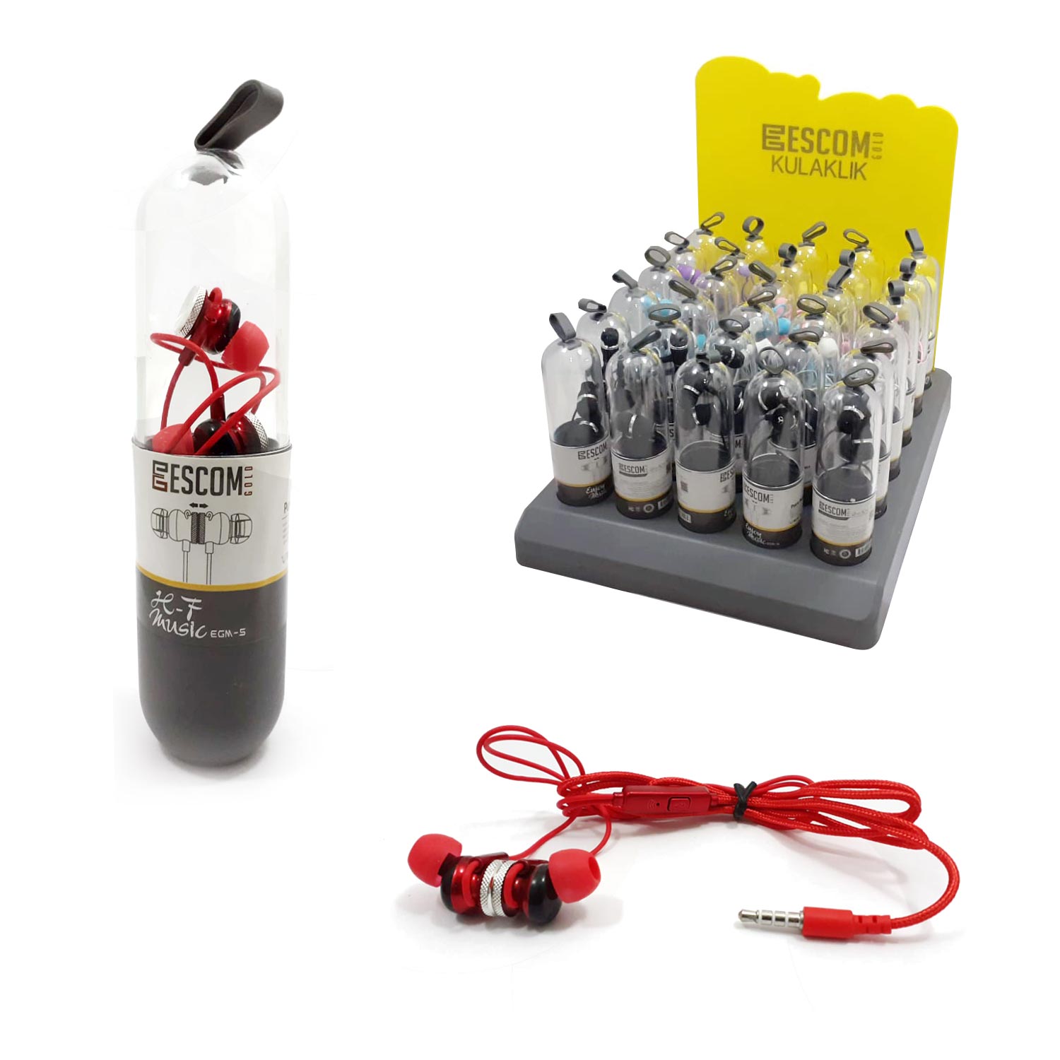 M0752-KULAKİÇİ KULAKLIK MİKROFONLU 3.5MM STANDLI 30 ADET ESCOM EGM-5