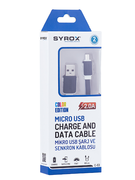 M0276-2A-1,2M-C63-SYROX S6/S7 / 2.0A / 1,2M / Yassı Kablo 