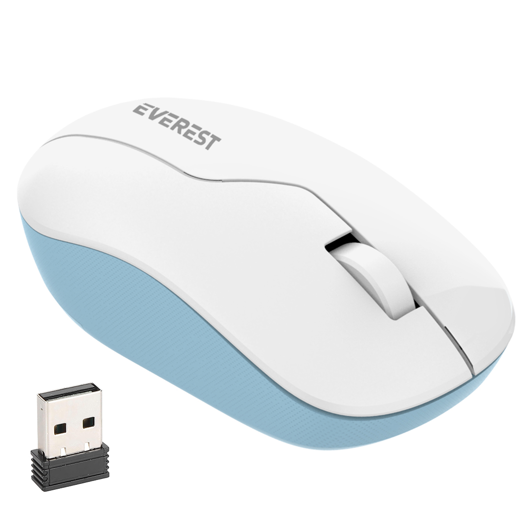 M2611-EVEREST SMW-973 USB BEYAZ/MAVİ 2.4GHZ 1200DPI KABLOSUZ OPTİK MOUSE 5 METRE
