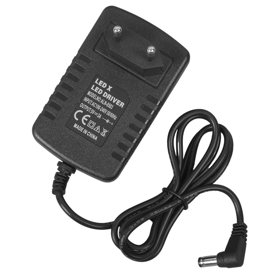 M2354-POWERMASTER LEDX ALN-0503 5 VOLT - 3 AMPER 5.5*2.5 MM L UÇLU LEDLİ PLASTİK KASA ADAPTÖR