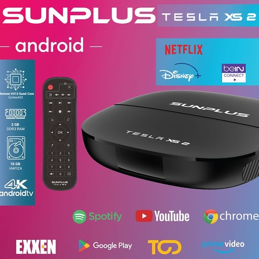 M2556-Android Tv Box Uydu Alıcı 2/16gb DDR3 4K Sunplus Tesla XS-2