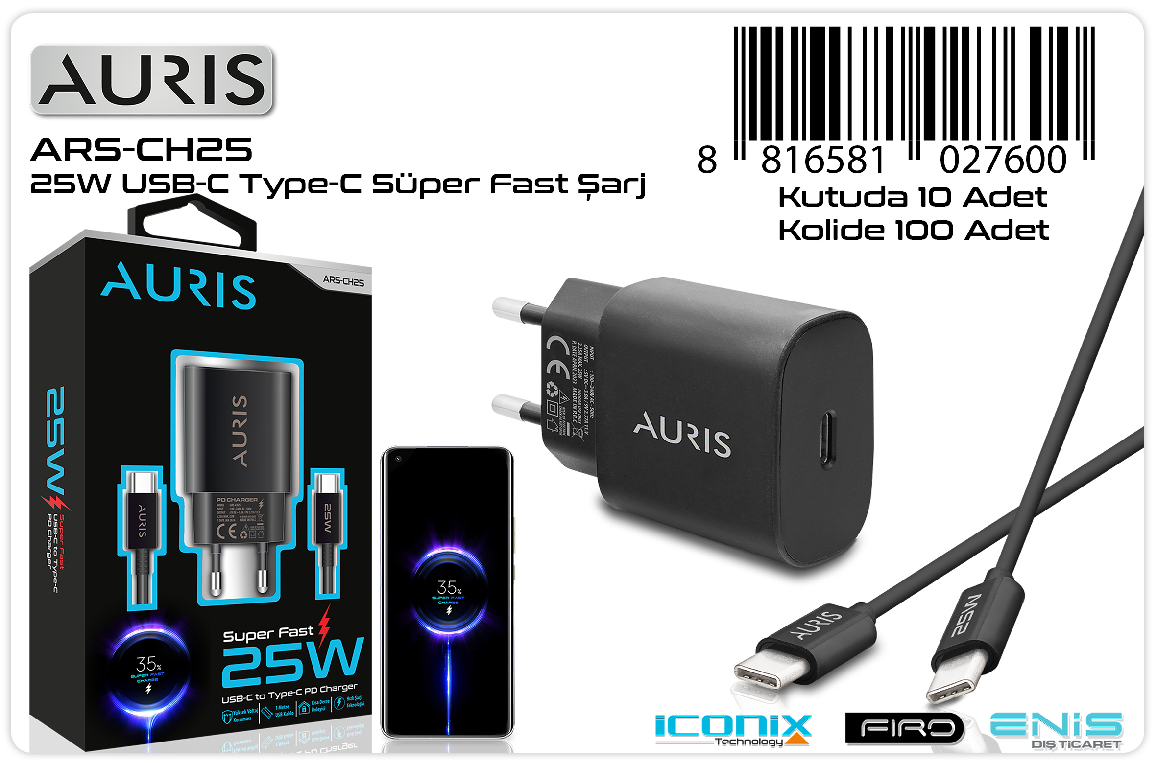 M2509-AURIS CH25 25W USB TYPC TYPCSET